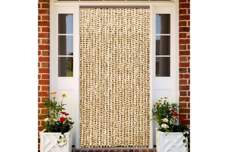 Insektgardin 100x220 cm chenille beige og brun - Beige - Have - Udendørs miljø - Havedekoration - Myggenet
