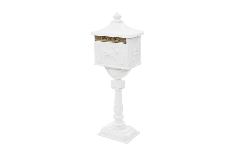 Postkasse m Piedestal Aluminium Vintagestil Rustbestandig - Hvid - Have - Udendørs miljø - Havedekoration - Postkasser - Postkasse