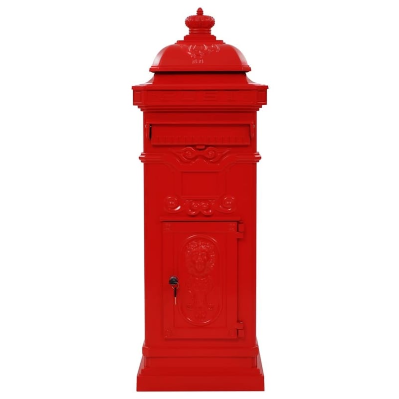 Søjlepostkasse I Aluminium Vintagestil Rustbestandig Rød - Rød - Have - Udendørs miljø - Havedekoration - Postkasser - Postkasse