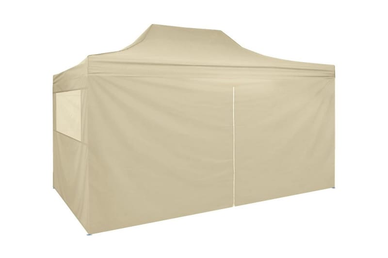 Foldbart Pop-Up Telt Med 4 Sidevægge 3 X 4,5 M Cremehvid