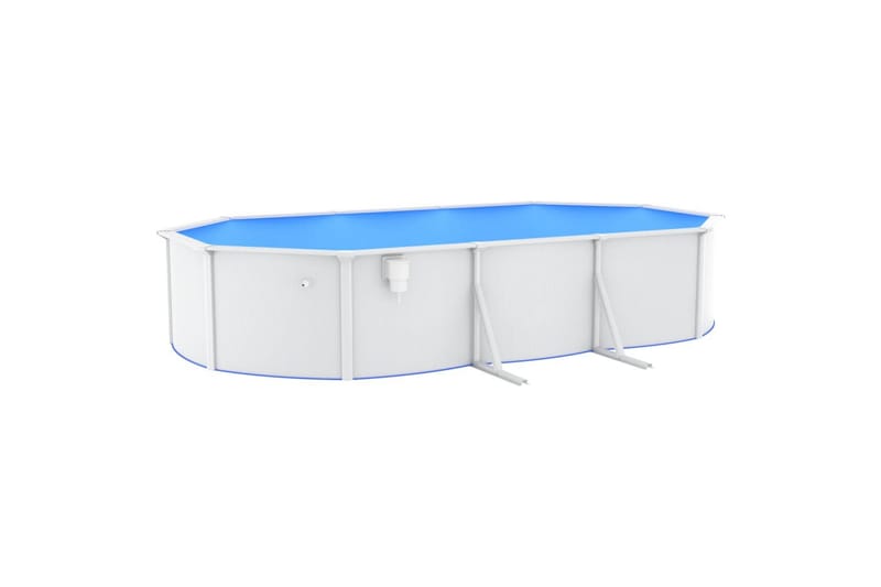 swimmingpool med stålvæg 610x360x120 cm oval hvid - Have - Udendørsbad - Pool - Fritstående pool