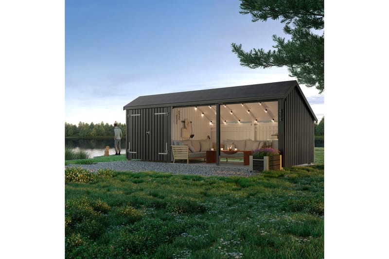 PLUS Multi Havehus 15,5 m² - 3 Moduler med Dobbeltdør - Grå - Have - Udestue & fritidshus - Hytter - Friggebod