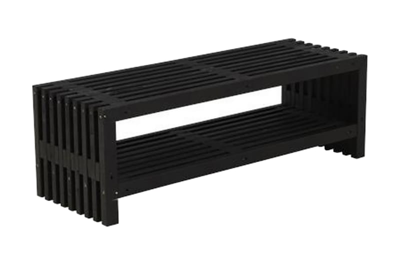 Rustik træbænk Design 138x49x45cm m/hylde - sort - Havemøbler - Balkon - Balkonmøbler - Altanbænke