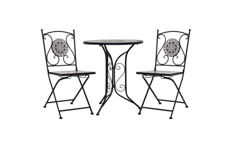 bistrosæt 3 dele mosaikdesign keramiske fliser grå - Grå - Havemøbler - Havebord - Caféborde