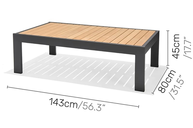 Palau Cafébord 143 cm - Træ/Grå - Havemøbler - Havebord - Caféborde