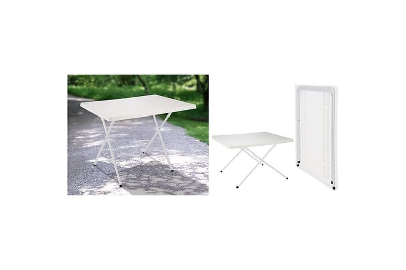 HI foldbart campingbord 80x60x51/61 cm justerbart hvid - Hvid - Havemøbler - Havebord - Campingborde