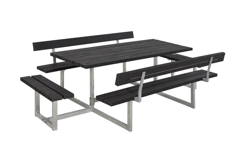 Basic bord- og bænkesæt med 2 ryglæn + 2 udbygninger - Havemøbler - Havebord - Picnicbord