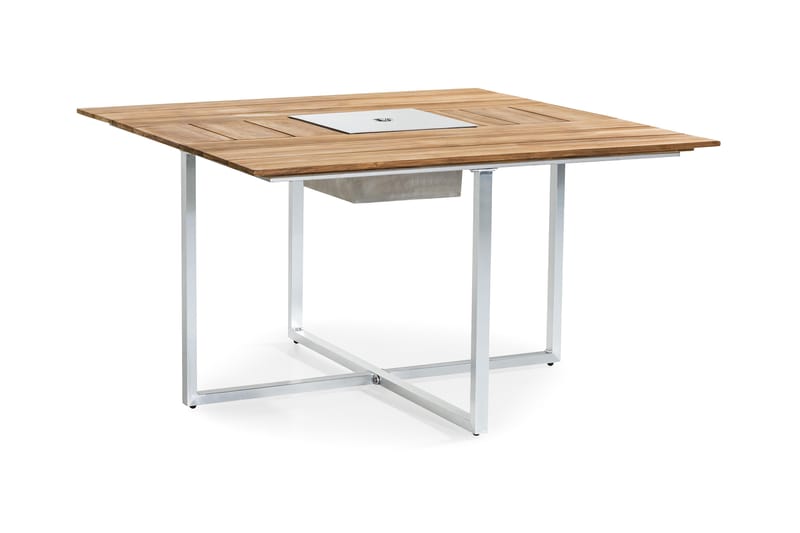 Båstad Spisebord 140x140 cm - Teak/Børstet Aluminium - Havemøbler - Havebord - Spisebord
