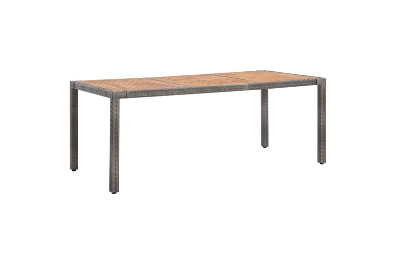 Havebord 190x90x75 cm Polyrattan Og Massivt Akacietræ Grå - Havemøbler - Havebord - Spisebord