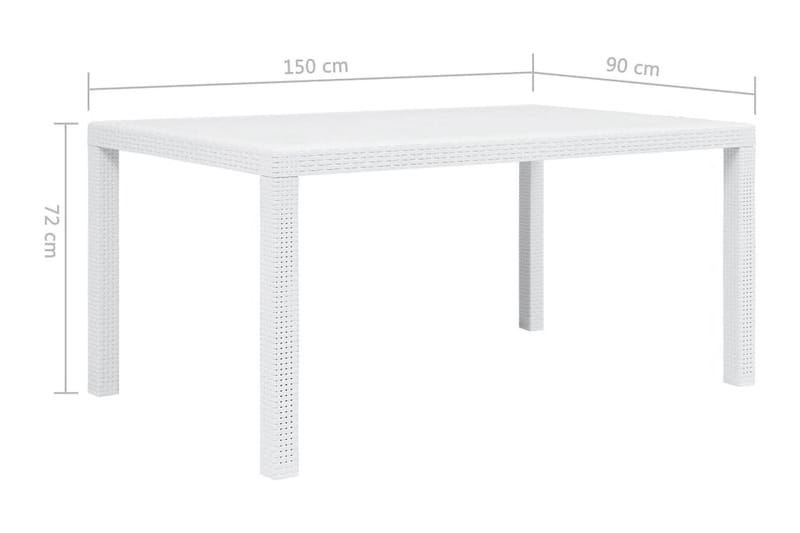 Havebord Hvid 150 X 90 X 72 Cm Plastik Rattanlook - Hvid - Havemøbler - Havebord - Spisebord & havebord