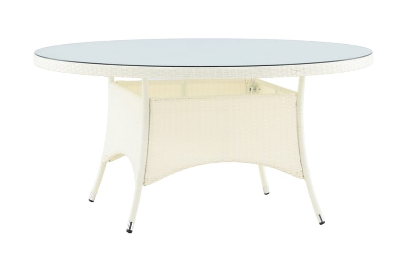 Namutoni Spisebord 150 Runt Glas/Hvid - Havemøbler - Udendørsgruppe - Havesæt