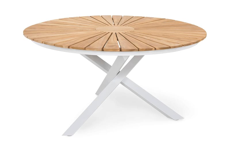 Olivener Spisebord 140 cm Rund - Hvid/Teak - Havemøbler - Havebord - Spisebord & havebord
