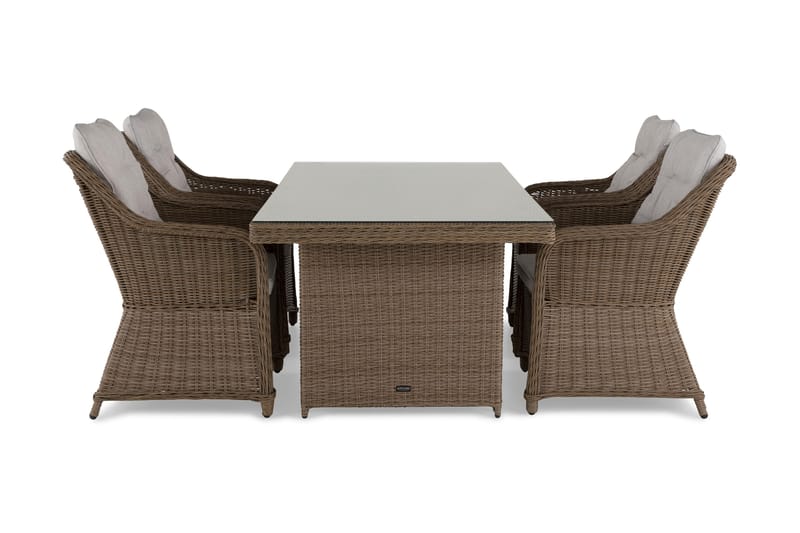 Marcus Spisebordssæt 200 + 4 Lænestole m Hynde - Natur - Havemøbler - Havesæt - Komplette havesæt