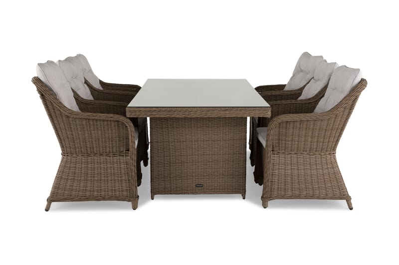 Marcus Spisebordssæt 200 + 6 Lænestole m Hynde - Natur - Havemøbler - Havesæt - Komplette havesæt