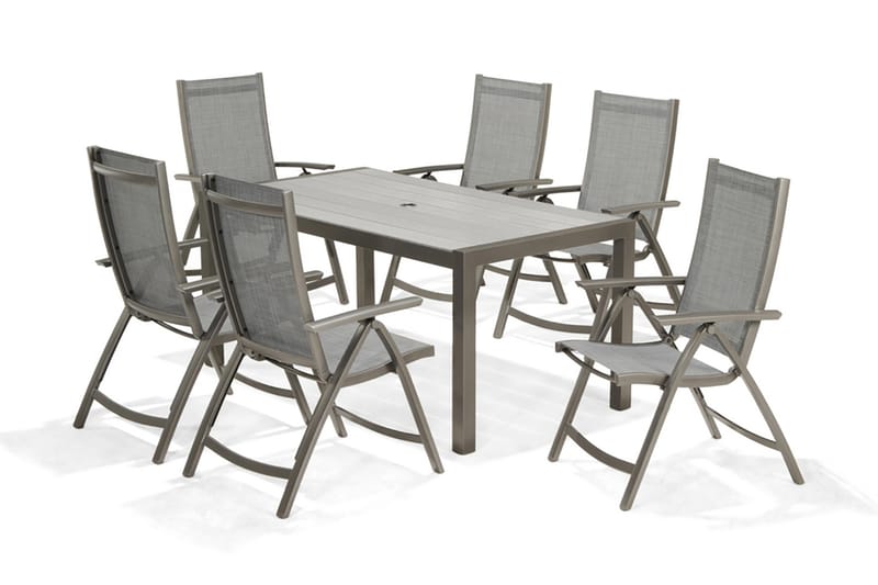 Solana Spisebordssæt 160 cm + 4 positionsstole - Grå - Havemøbler - Havesæt - Komplette havesæt