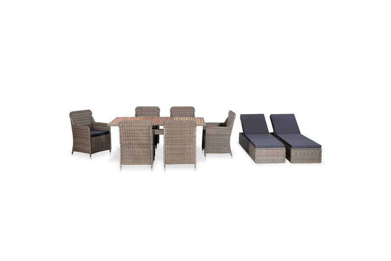 udendørs spisebordssæt 9 dele polyrattan brun - Brun - Havemøbler - Stole & lænestole - Lænestole