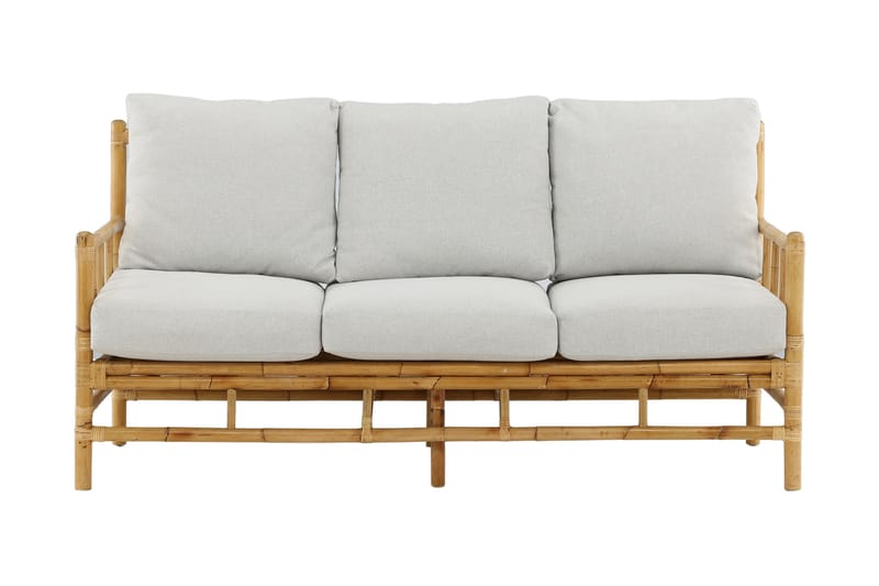 Carrien 3-Pers. Sofa med Hynde Bambus/Grå - Havemøbler - Havesofaer & bænke - Havesofaer