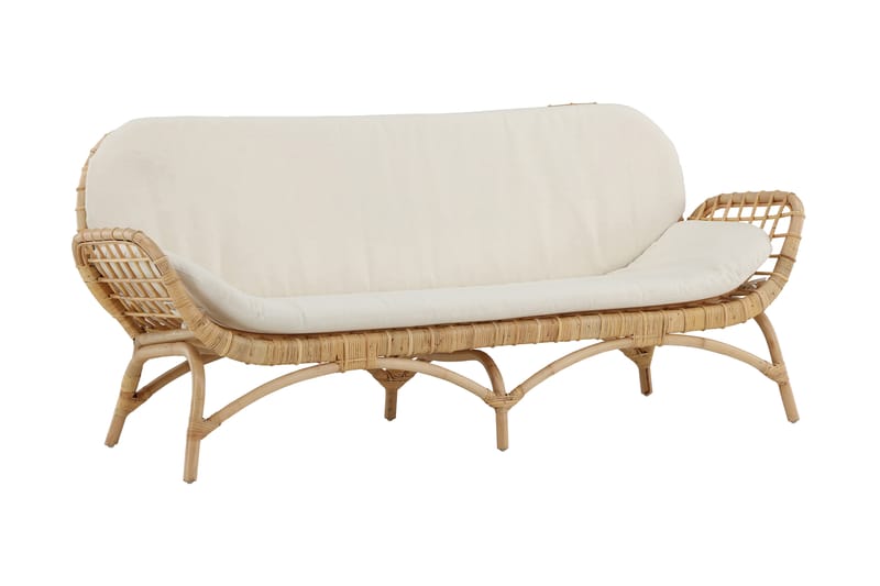 Mwuana 2-Pers. Sofa med Hynde - Bambus/Hvid - Havemøbler - Havesofaer & bænke - Havesofaer