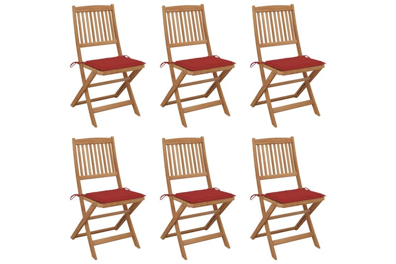 Foldbare havestole 6 stk. med hynder massivt akacietræ - Havemøbler - Havestole - Caféstole