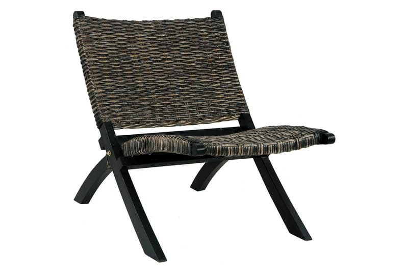 afslapningsstol naturlig kubu-rattan massivt mahognitræ sort - Sort - Havemøbler - Havestole - Udendørs lænestol