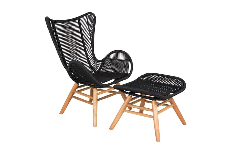 Bagheera Loungelænestol - Sort/Natur - Havemøbler - Havestole - Udendørs lænestol