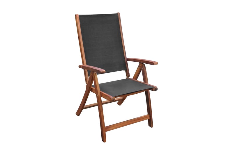 Foldbare Havestole 2 Stk. Massivt Akacietræ Og Textilene - Sort - Havemøbler - Havestole - Positionsstole