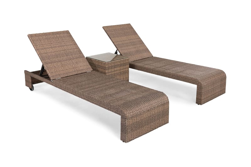 Bahamas Solvognssæt Sand - inkl Sidebord Sand - Havemøbler - Stole & lænestole - Solseng & solvogn