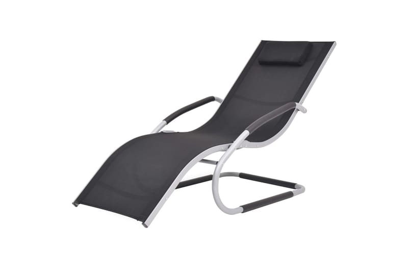 Liggestol Med Pude Aluminium Og Textilene Sort - Sort - Havemøbler - Stole & lænestole - Solseng & solvogn