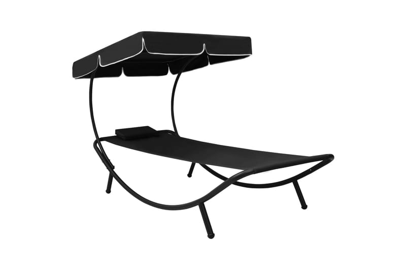 udendørs loungestol med baldakin og pude sort - Sort - Havemøbler - Havestole - Solseng & solvogn
