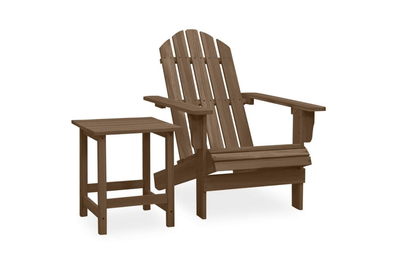 Adirondack-havestol med bord massivt grantræ brun - Brun - Havemøbler - Havestole - Solstole - Dækstol