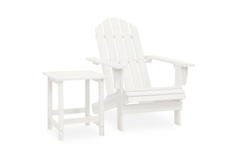 Adirondack-havestol med bord massivt grantræ hvid - Hvid - Havemøbler - Havestole - Solstole - Dækstol