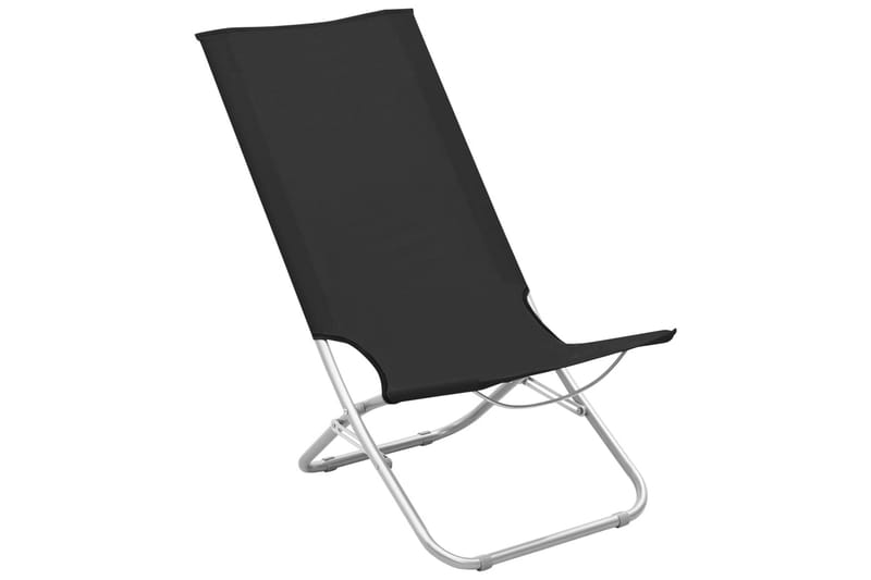 Foldbare Strandstole 2 Stk. Stof Sort - Sort - Havemøbler - Stole & lænestole - Solstole