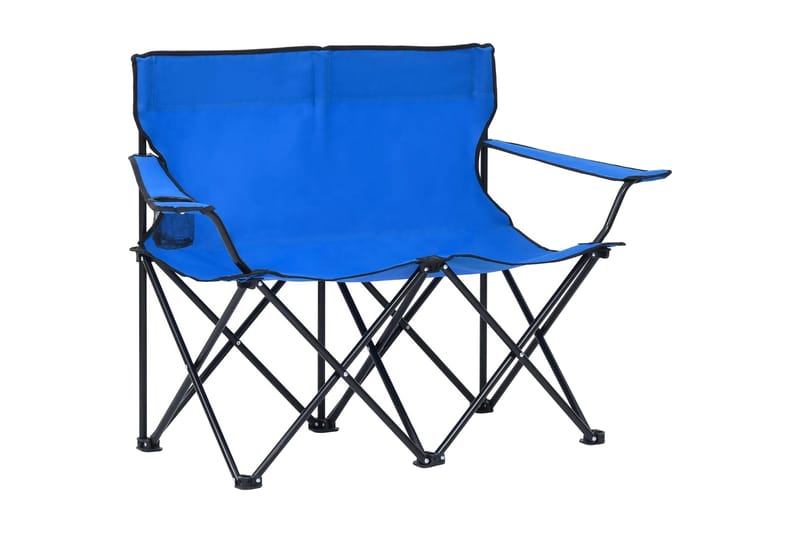2-personers campingstol foldbar stål og stof blå - Blå - Havemøbler - Balkon - Balkonmøbler - Altanstole