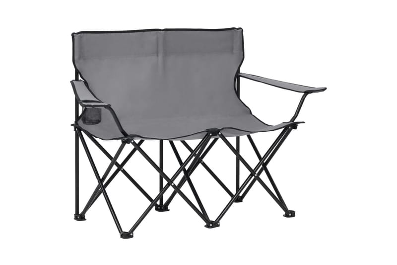 2-personers campingstol foldbar stål og stof grå - Grå - Havemøbler - Balkon - Balkonmøbler - Altanstole