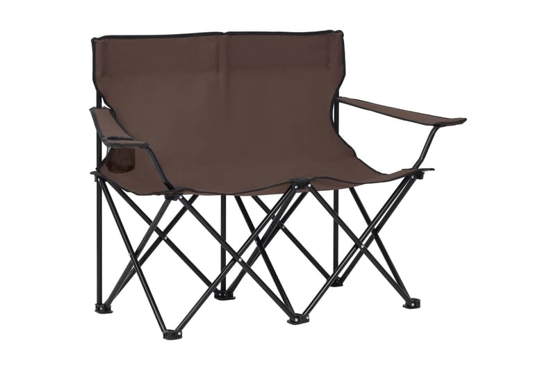 2-personers campingstol foldbar stål og stof gråbrun - Gråbrun - Havemøbler - Balkon - Balkonmøbler - Altanstole