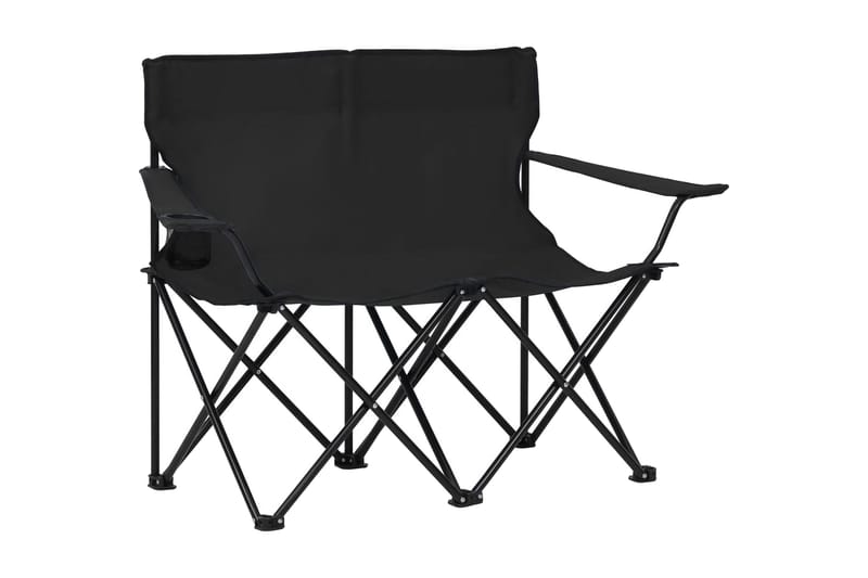 2-personers campingstol foldbar stål og stof sort - Sort - Havemøbler - Balkon - Balkonmøbler - Altanstole