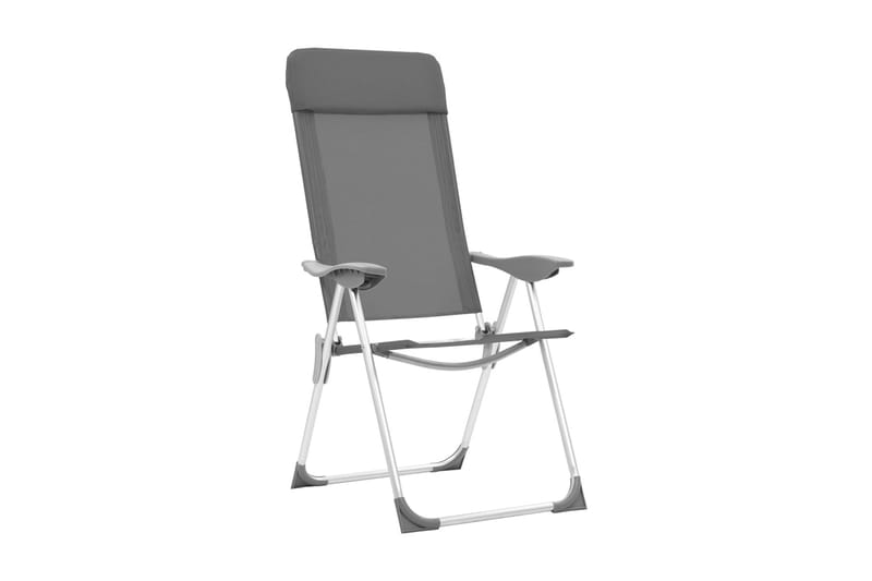 Foldbare Campingstole 2 Stk. Aluminium Grå - Grå - Havemøbler - Havestole - Strandstole & campingstole