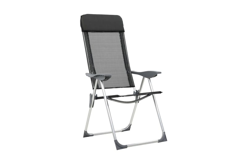 Foldbare Campingstole 2 Stk. Aluminium Sort - Sort - Havemøbler - Balkon - Balkonmøbler - Altanstole