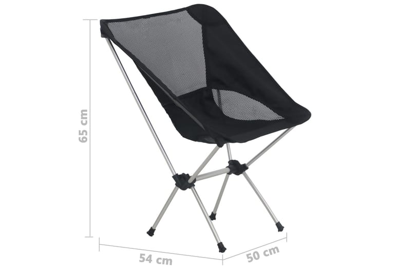 Foldbare Campingstole 2 Stk. M. Bæretaske 54X50X65 Cm Alumin - Sort - Havemøbler - Balkon - Balkonmøbler - Altanstole