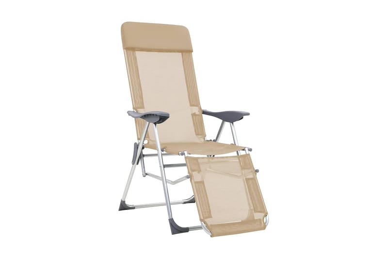 Foldbare Campingstole m Fodstøtte 2 Stk. Aluminium - Creme - Havemøbler - Balkon - Balkonmøbler - Altanstole