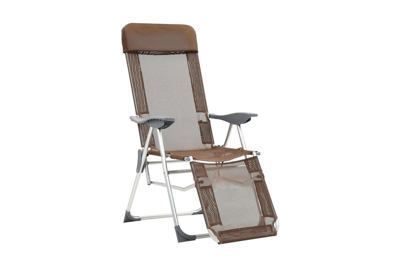 Foldbare Campingstole Med Fodstøtte 2 Stk. Aluminium Gråbrun - Brun - Havemøbler - Balkon - Balkonmøbler - Altanstole
