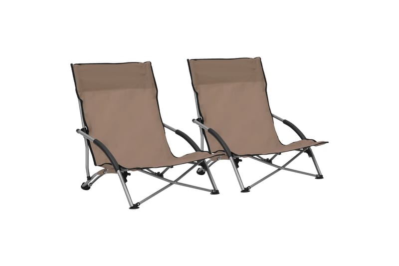foldbare strandstole 2 stk. stof gråbrun - Gråbrun - Havemøbler - Balkon - Balkonmøbler - Altanstole