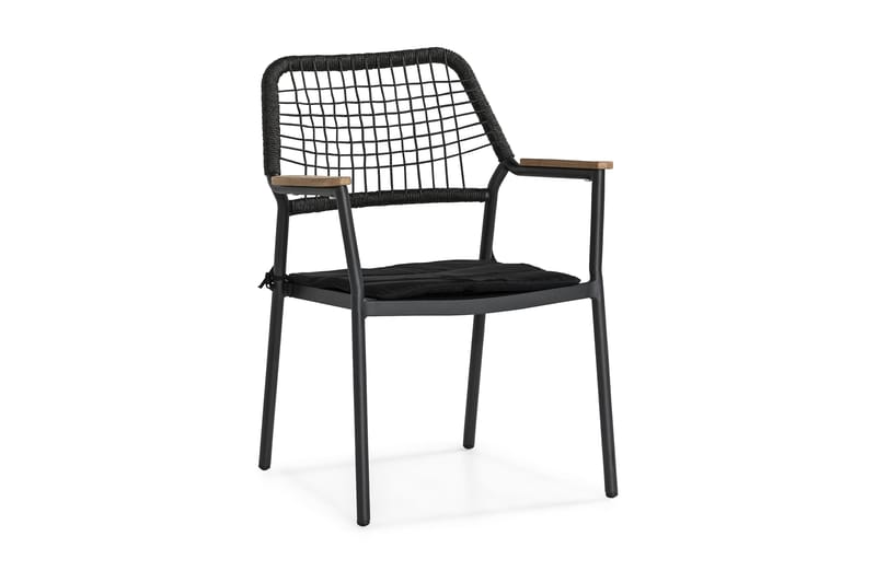 Bastian Armstol - Sort/Teak - Havemøbler - Stole & lænestole - Spisebordsstole