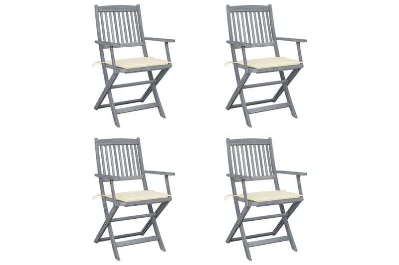 foldbare havestole 4 stk. med hynder massivt akacietræ - Havemøbler - Havestole - Spisebordsstole