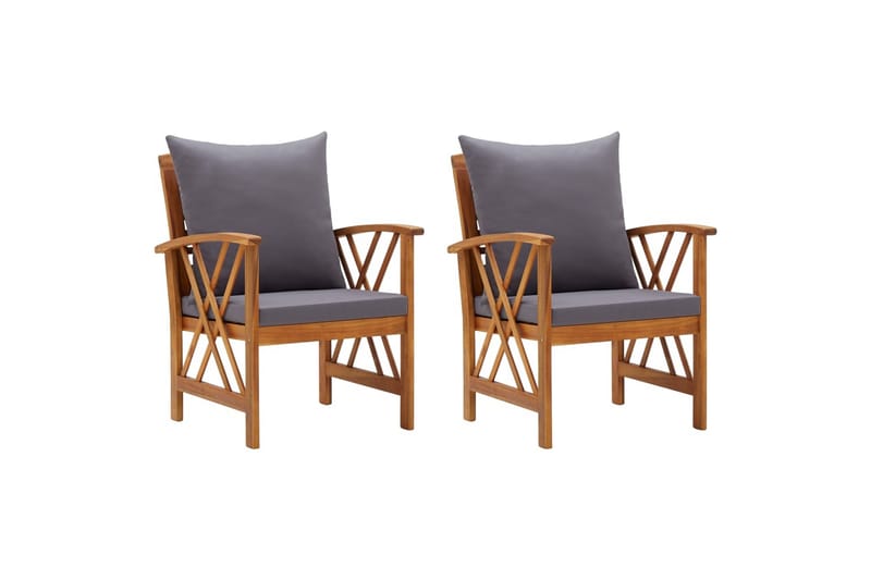 havestole 2 stk. med hynder massivt akacietræ - Brun - Havemøbler - Stole & lænestole - Spisebordsstole