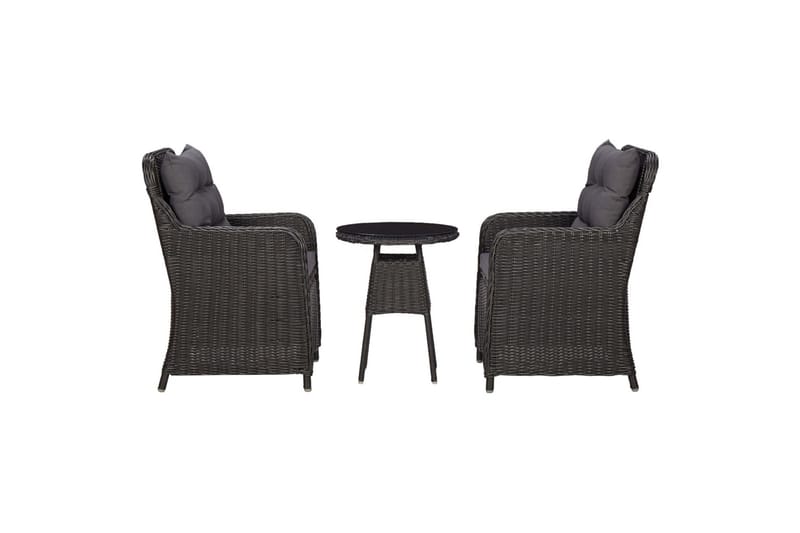 havestole 2 stk. med tebord polyrattan sort - Sort - Havemøbler - Stole & lænestole - Spisebordsstole