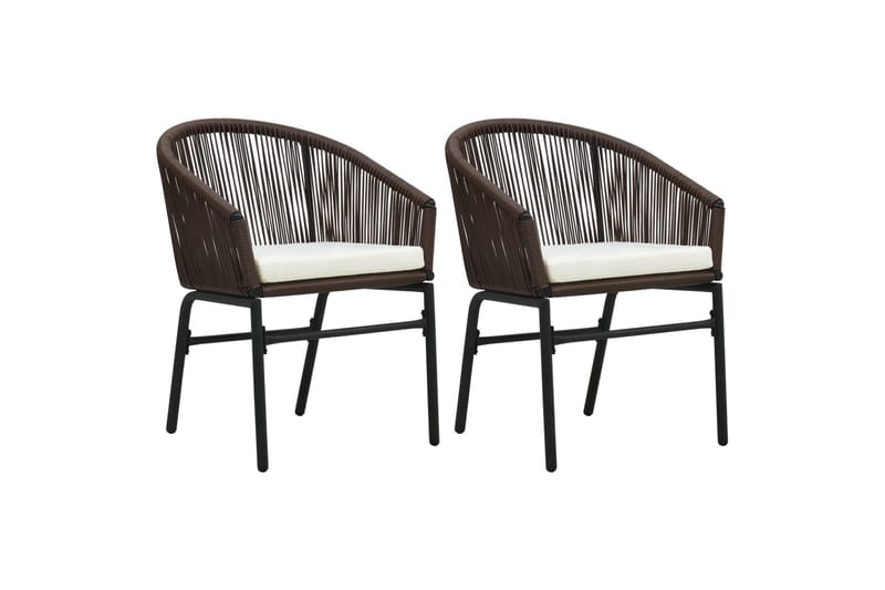 havestole 2 stk. PVC rattan brun - Brun - Havemøbler - Stole & lænestole - Spisebordsstole