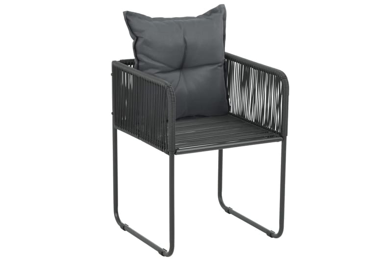 havestole 6 stk. med puder polyrattan sort - Sort - Havemøbler - Stole & lænestole - Spisebordsstole