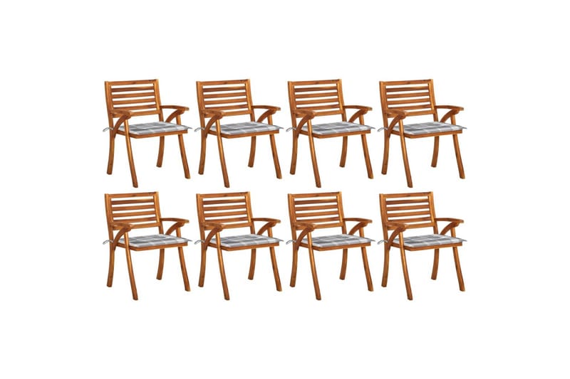 havestole 8 stk. med hynder massivt akacietræ - Brun - Havemøbler - Havestole - Spisebordsstole
