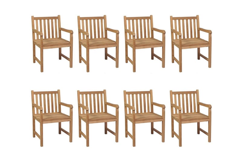 havestole 8 stk. med vinrøde hynder massivt teaktræ - Brun - Havemøbler - Havestole - Spisebordsstole